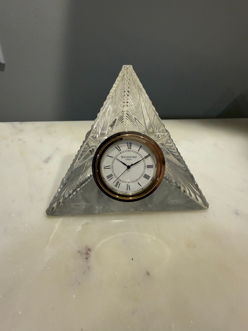 Waterford Crystal Times Square Star of Hope 2000 Pyramid Desk Clock MINT!